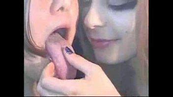 Play Xxx fantasies with big tongue girls introduce their tongue into each other xxx hot lesbians